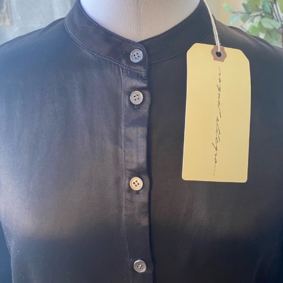 NWT Raquel Allegra Pebble Satin Set — Perfect Henley (XS) + Fez Pant (S), Black - Picture 4 of 11